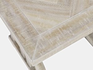 Miniaturka 1 - Stół konsolowy z solidnym drewnianym blatem i białą podstawą