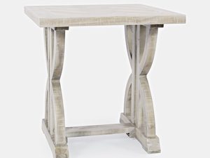 Miniaturka 2 - Konsolowy stół z drewnianym blatem i białą podstawą w stylu klasycznym