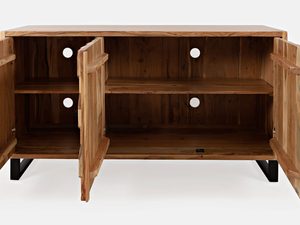 Miniaturka 3 - Drewniana komoda z otwartymi drzwiami i półkami w stylu industrialnym kolor naturalny