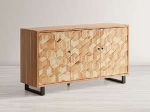 Miniaturka 2 - Drewniana komoda z geometrycznymi frontami w stylu industrialnym kolor naturalny