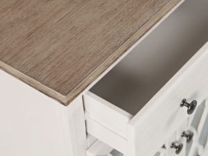 Miniaturka 7 - Komoda z przeszklonymi drzwiami i drewnianym blatem do salonu