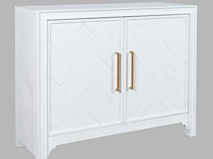 Miniaturka 2 - Biała komoda z drewnianym blatem i dekoracyjnymi frontami