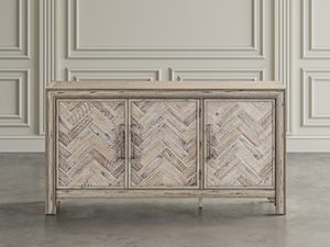 Miniaturka 5 - Komoda z drewnianym frontem w jodełkę do salonu