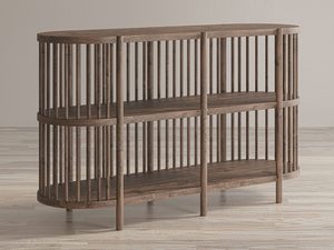 Miniaturka 3 - Otwarty regał z drewnianymi półkami do eleganckich wnętrz