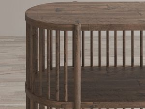 Miniaturka 4 - Drewniany regał z pionowymi szczebelkami i otwartymi półkami