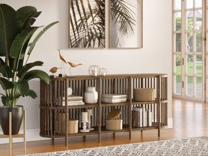 Miniaturka 5 - Regał w stylu loft z otwartymi półkami i pionowymi szczebelkami