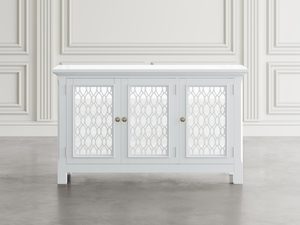 Miniaturka 4 - Lustrzana biała komoda z dekoracyjnymi frontami