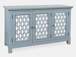 Miniaturka 1 - Niebieska komoda z dekoracyjnymi frontami do eleganckiego salonu