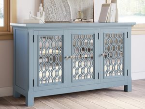 Miniaturka 4 - Szaroniebieska komoda z lustrzanymi drzwiami