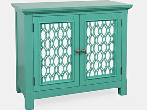 Miniaturka 1 - Komoda w stylu vintage z zielonymi frontami i ozdobnymi wzorami