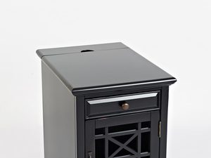 Miniaturka 3 - Klasyczna szafka nocna w czarnym kolorze z ozdobnymi drzwiczkami