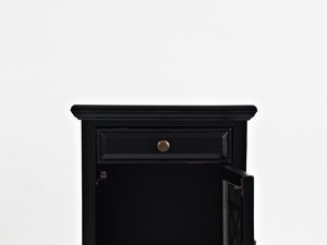 Miniaturka 4 - Detal wnętrza czarnej szafki nocnej z półką do przechowywania