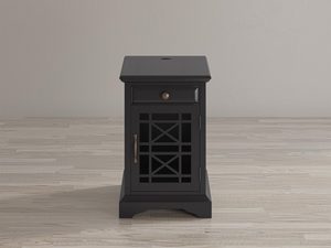 Miniaturka 7 - Klasyczna szafka nocna w czarnym kolorze z ozdobnymi drzwiczkami