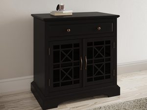 Miniaturka 2 - Drewniana komoda z dekoracyjnymi frontami w stylu klasycznym kolor czarny