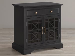 Miniaturka 3 - Czarna drewniana komoda z przeszklonymi frontami w stylu klasycznym