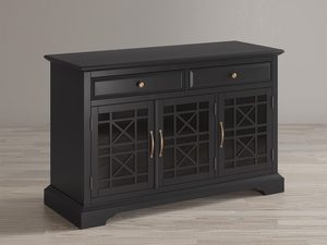 Miniaturka 8 - Drewniana komoda z dwoma szufladami i dekoracyjnymi frontami w stylu klasycznym kolor czarny