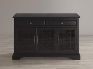 Miniaturka 9 - Drewniana komoda z przeszklonymi drzwiami i szufladami w stylu klasycznym kolor czarny