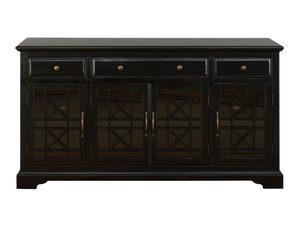 Miniaturka 1 - Drewniana komoda z trzema szufladami i dekoracyjnymi frontami w stylu klasycznym kolor czarny