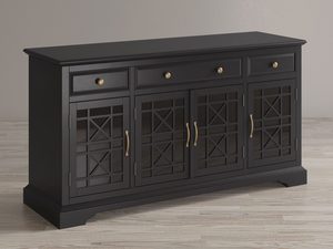 Miniaturka 9 - Czarna drewniana komoda z przeszklonymi drzwiami i szufladami w stylu klasycznym kolor czarny