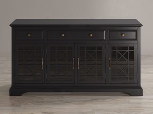 Miniaturka 10 - Czarna drewniana komoda z przeszklonymi frontami w stylu klasycznym kolor czarny