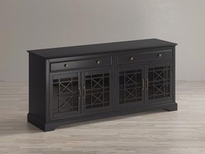 Miniaturka 4 - Stylowa czarna komoda z ażurowymi drzwiczkami do salonu