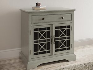 Miniaturka 4 - Drewniana komoda z przeszklonymi drzwiami w stylu klasycznym kolor szary