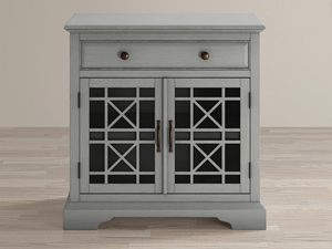 Miniaturka 6 - Drewniana komoda z przeszklonymi drzwiami w stylu klasycznym kolor szary