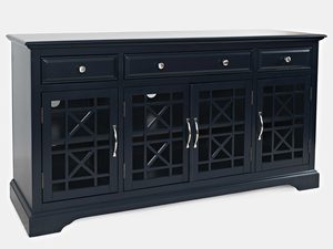 Miniaturka 1 - Drewniana komoda z przeszklonymi drzwiami i dekoracyjnymi frontami w stylu klasycznym kolor czarny