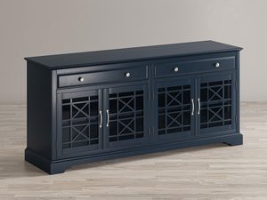 Miniaturka 6 - Klasyczna granatowa komoda z przeszklonymi frontami do salonu