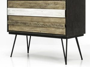 Miniaturka 2 - Drewniana komoda z kolorowymi frontami w stylu industrialnym kolor naturalny