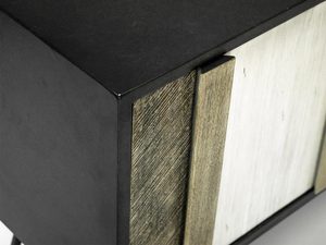 Miniaturka 5 - Czarno-brązowa komoda z dekoracyjnymi frontami w stylu industrialnym kolor naturalny