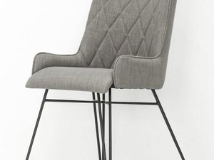 Miniaturka 2 - Szare tapicerowane krzesło z metalowymi nogami i pikowanym oparciem w stylu industrialnym