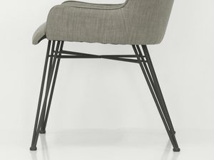 Miniaturka 3 - Szare tapicerowane krzesło z dekoracyjnym pikowaniem w stylu industrialnym