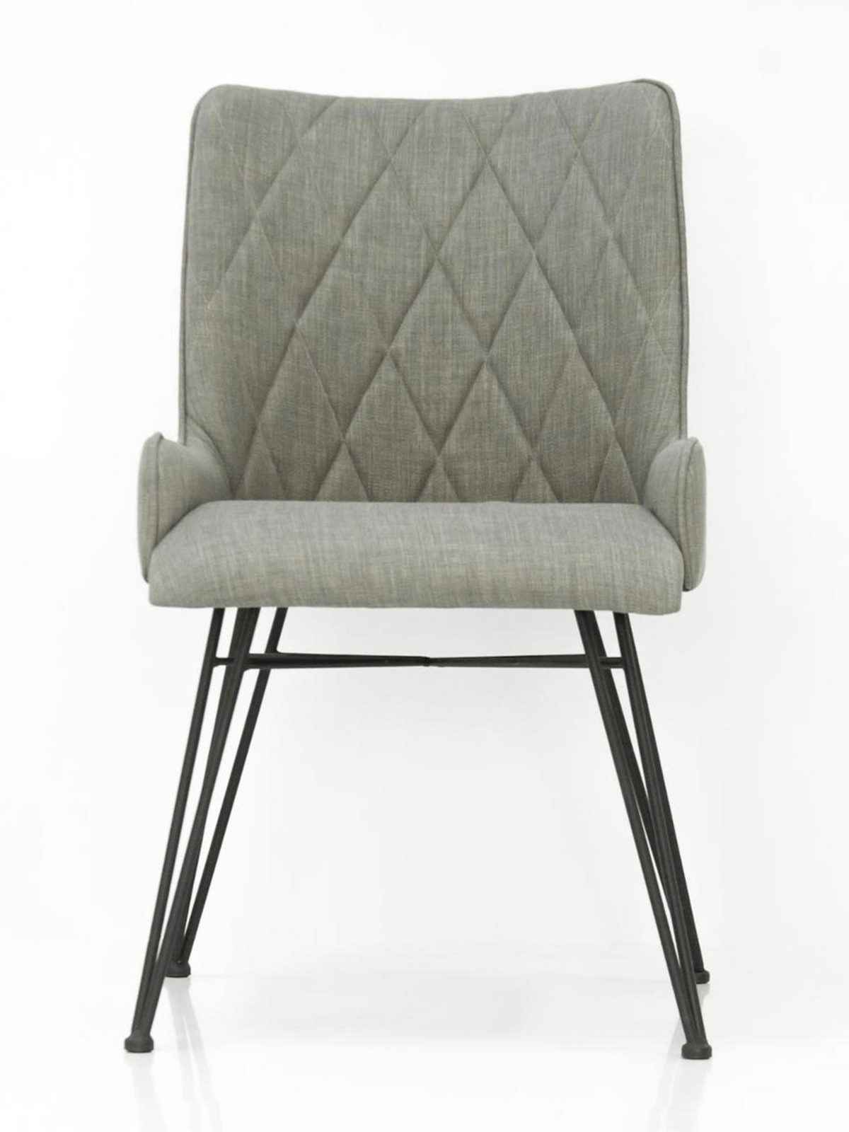 Detal tapicerowanego oparcia krzesła w stylu industrialnym kolor szary