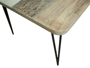 Miniaturka 5 - Drewniany stół z dekoracyjnym blatem i metalowymi nogami w stylu industrialnym kolor naturalny