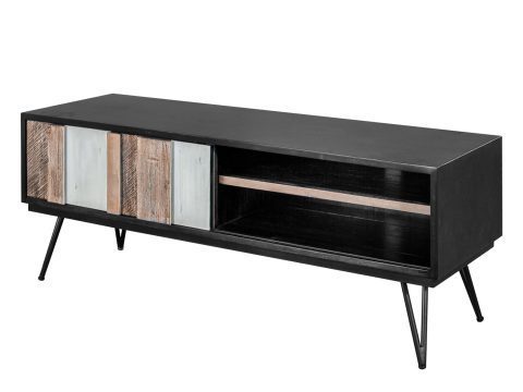 Czarno-brązowa komoda RTV retro