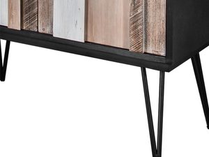 Miniaturka 1 - Detal drewnianego frontu witryny w stylu industrialnym kolor ciemny brąz