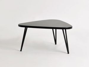 Miniaturka 3 - Owalny stolik kawowy z matowym blatem i metalowymi nogami