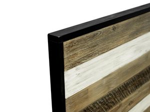 Miniaturka 3 - Drewniane łóżko z dekoracyjnym zagłówkiem w stylu industrialnym kolor naturalny