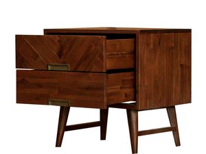 Miniaturka 2 - Drewniana szafka nocna z otwartą szufladą w stylu industrialnym kolor ciemny brąz