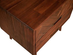 Miniaturka 6 - Drewniana szafka nocna z dekoracyjnymi frontami i metalowymi uchwytami w stylu industrialnym kolor ciemny brąz