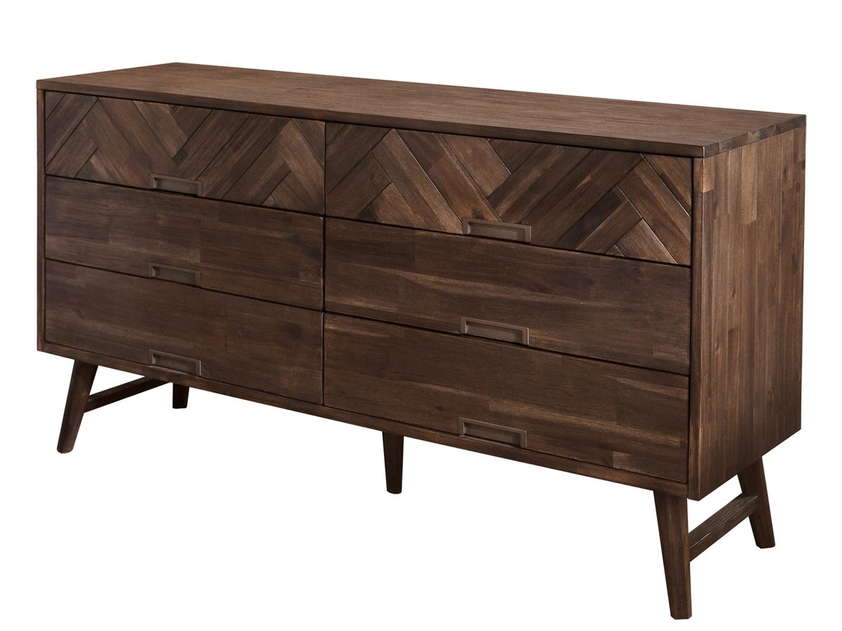 Drewniana Komoda retro z 3D frontami z akacji – Willowbrook