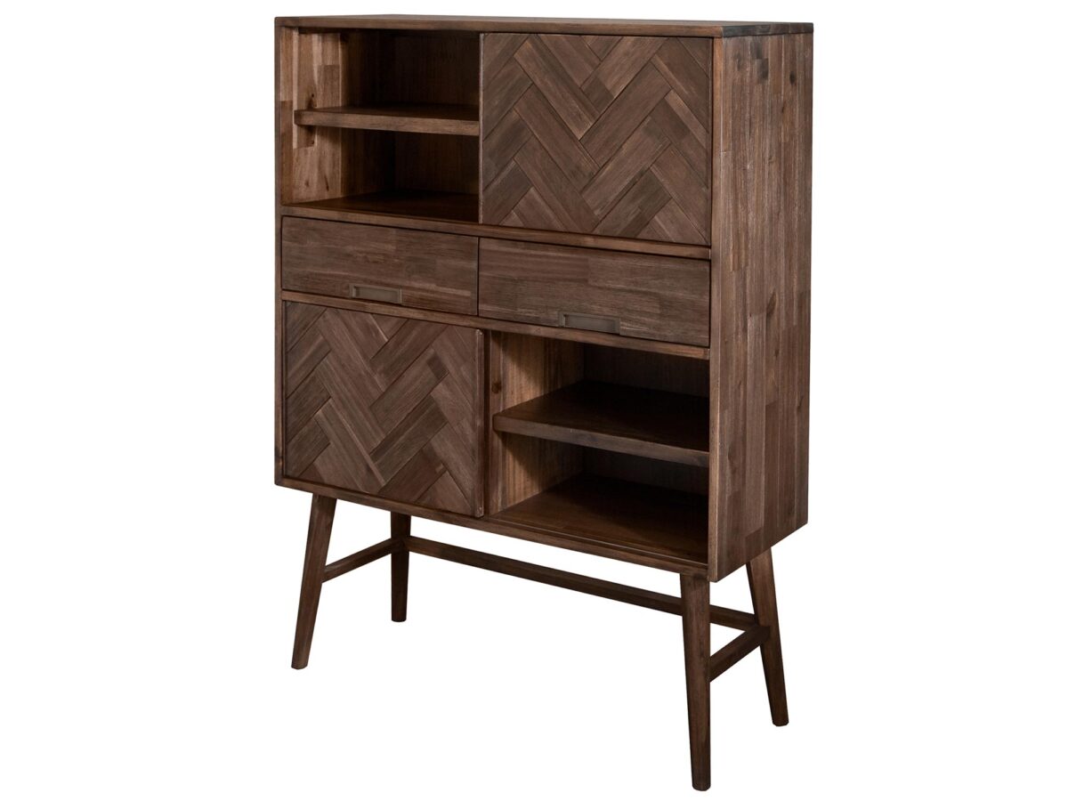 Komoda w Stylu Retro z Mosiężnymi Uchwytemi i Szczotkowanym Drewno – Willowbrook