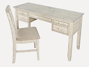 Miniaturka 3 - Białe drewniane biurko z krzesłem w stylu rustykalnym do biura