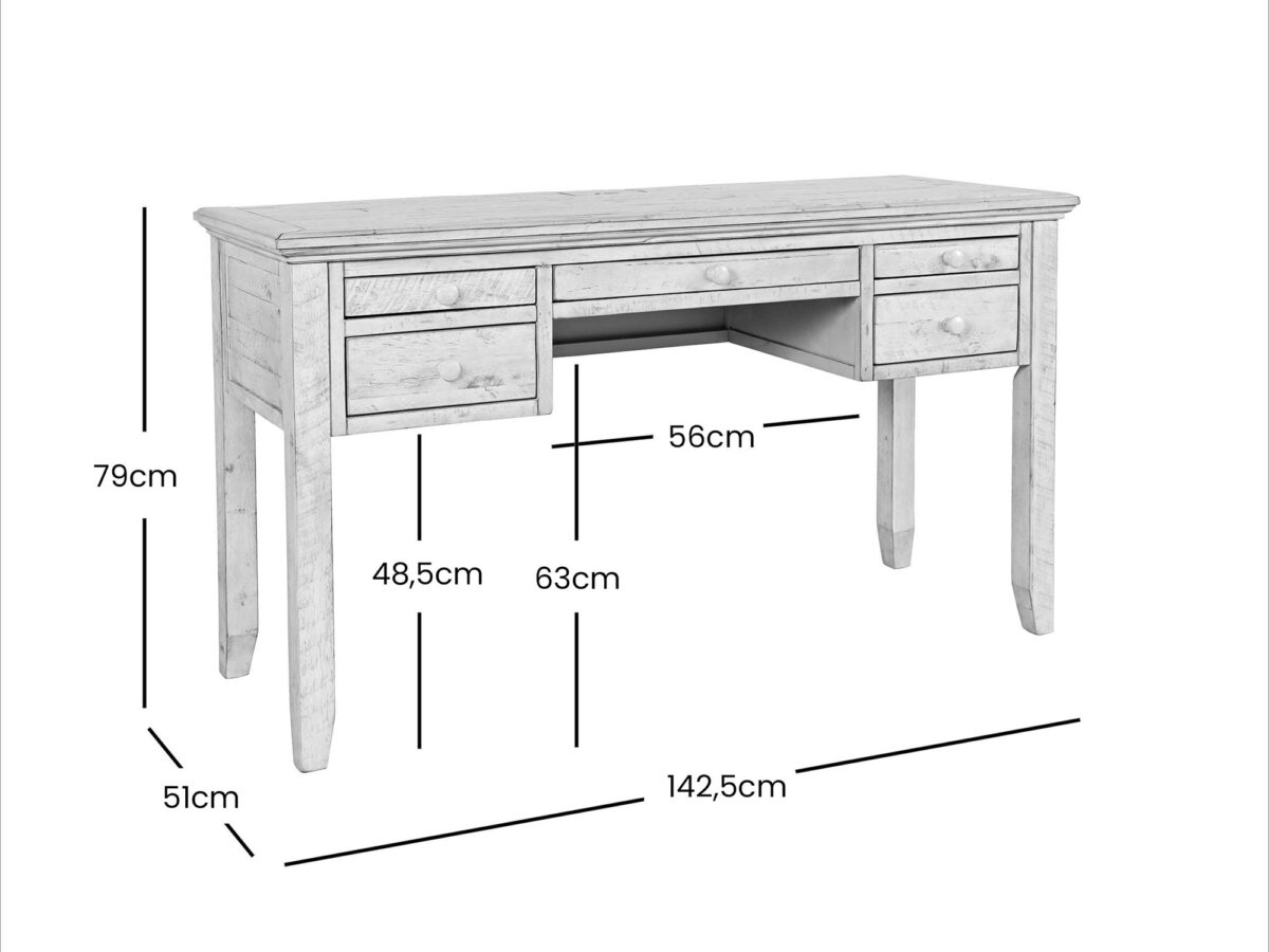Jasne drewniane biurko z trzema szufladami w stylu prowansalskim Jasne drewniane biurko z trzema szufladami w stylu prowansalskim