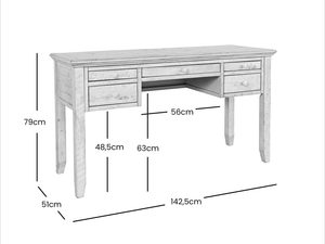 Miniaturka 10 - Jasne drewniane biurko z trzema szufladami w stylu prowansalskim