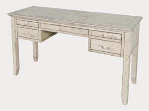 Miniaturka 1 - Jasne drewniane biurko z trzema szufladami w stylu prowansalskim