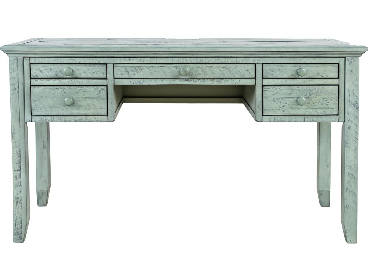 Biurko rustykalne turkusowo-miętowe z przetarciami shabby chic – Avola