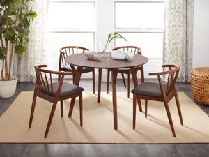 Miniaturka 7 - Krzesło z drewnianą ramą i miękkim siedziskiem w stylu retro