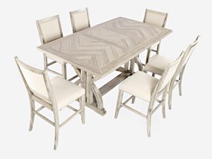 Miniaturka 2 - Klasyczny zestaw jadalniany z solidnym, drewnianym stołem i krzesłami